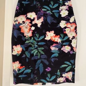 RW&Co Floral Print Black Skirt